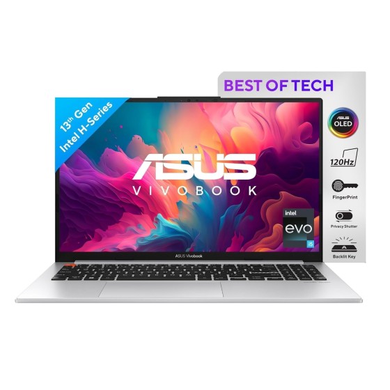 ASUS Vivobook S 15 OLED S5504VA-MA553WS Laptop with intel 13th Gen Core i5-13500H Processor(12 core, 16 thread, 18MB cache, up to 4.7 GHz Max Boost),Intel Iris Xe Graphics inbuilt 16GB DDR5 Laptop Ram, 1TB M.2 SSD,15.6inch old Display,120Hz Refre,0..2ms R