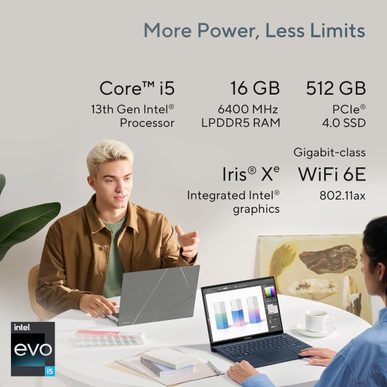 ASUS Zenbook S 13 OLED (UX5304) - Core i5, 3K OLED Display, 16GB RAM, 512GB SSD ASUS Zenbook S 13 OLED UX5304VA-NQ542WS with Intel Core i5, 3K OLED Display, and 16GB RAM