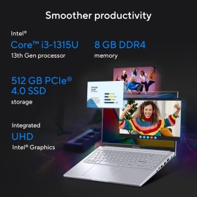 Asus VivoBook 15X Cool Silver Laptop i3 1315U 8GB 12GB Office OS Asus VivoBook 15X Cool Silver Laptop i3 1315U 8GB 12GB Office OS