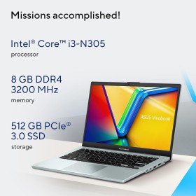 ASUS VivoBook Go 14 Green Laptop i3 N305 8GB 512GB Office OS ASUS VivoBook Go 14 Green Laptop i3 N305 8GB 512GB Office OS