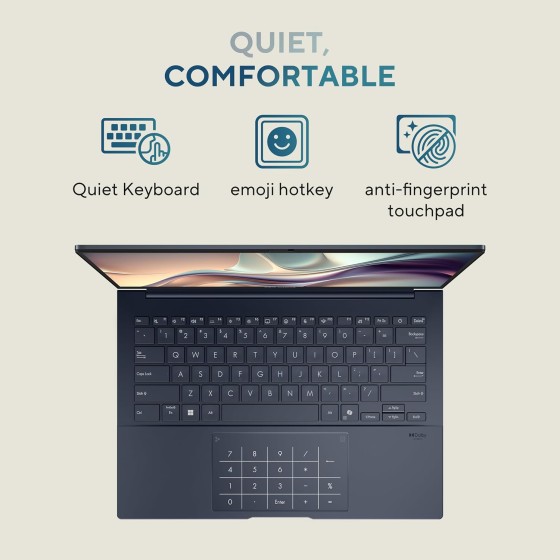 ASUS Zenbook 14 OLED, AI Powered Laptop, Intel Core Ultra 9 285H (32GB/1TB/Intel Arc Graphics/35.56 cms (14) 3K Touch/Windows 11 Home/Office Home 2024 + M365 Basic (1 Year Validity)*) UX3405CA-PZ164WS ASUS Zenbook 14 OLED, AI Powered Laptop, Intel Core Ultra 9 285H (32GB/1TB/Intel Arc Graphics/35.56 cms (14) 3K Touch/Windows 11 Home/Office Home 2024 + M365 Basic (1 Year Validity)*) UX3405CA-PZ164WS