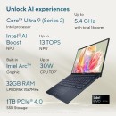 ASUS Zenbook 14 OLED, AI Powered Laptop, Intel Core Ultra 9 285H (32GB/1TB/Intel Arc Graphics/35.56 cms (14) 3K Touch/Windows 11 Home/Office Home 2024 + M365 Basic (1 Year Validity)*) UX3405CA-PZ164WS