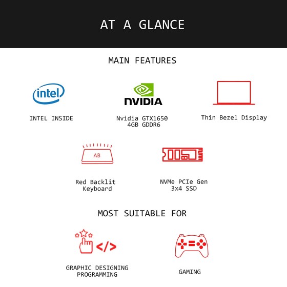 Msi GF63 Thin 11SC-853IN Gaming Laptop with Intel 11th Gen. i5-11400H, 40CM FHD 144Hz,Nvidia GTX1650 4GB GDDR6 Graphics Card and 8GB DDR4 Ram,512GB M.2 NVMe Storage