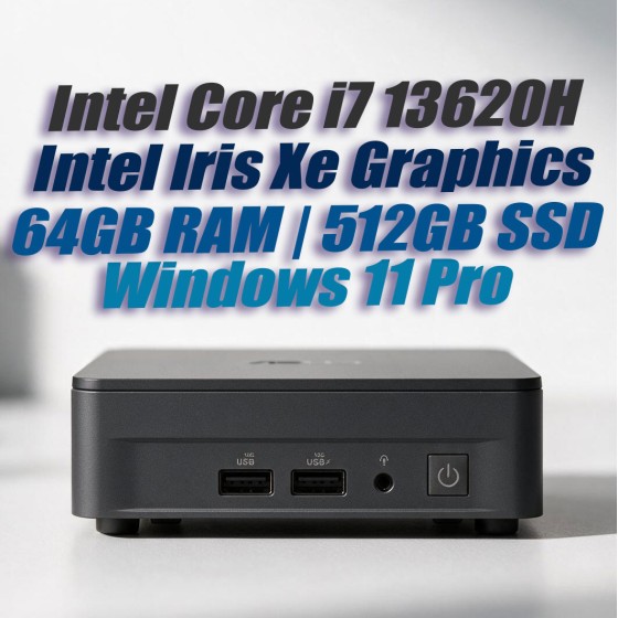 ASUS NUC13ANKH Core i7-13620H Slim 64GB 512GB Windows 11 mini PC