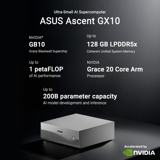 ASUS Ascent GX10 NVIDIA GB10 Blackwell AI Supercomputer 1TB