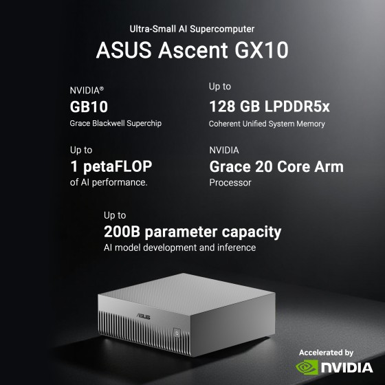 ASUS Ascent GX10 NVIDIA GB10 Blackwell AI Supercomputer 1TB