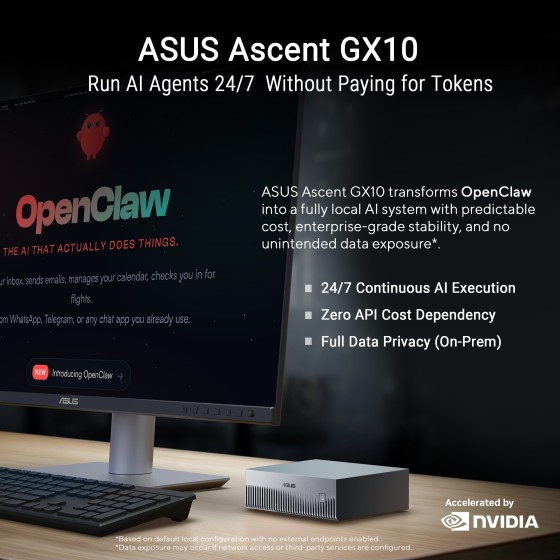 ASUS Ascent GX10 NVIDIA GB10 Blackwell AI Supercomputer 1TB