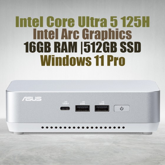 ASUS NUC 14 Pro Plus Kit NUC14RVSU5 Mini Pc with Intel 14th Gen Core Ultra 5 125H Processor (14 Cores 18 Threads 4.50GHz 18MB Cache Intel Arc Graphics) and 16GB DDR5 RAM, 512GB M.2 SSD, 2.5GbE LAN, Wi-Fi 6E, Bluetooth 5.3, 2x Thunderbolt 4 ports & Wi
