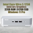 ASUS NUC 14 Pro Plus Kit NUC14RVSU5 Mini Pc with Intel 14th Gen Core Ultra 5 125H Processor (14 Cores 18 Threads 4.50GHz 18MB Cache Intel Arc Graphics) and 32GB DDR5 RAM, 512GB M.2 SSD, 2.5GbE LAN, Wi-Fi 6E, Bluetooth 5.3, 2x Thunderbolt 4 ports & Wi