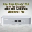 ASUS NUC 14 Pro Plus NUC14RVSU5 Core Ultra 5 125H 64GB 512GB Win11 ASUS NUC 14 Pro Plus Kit NUC14RVSU5 Mini Pc with Intel 14th Gen Core Ultra 5 125H Processor (14 Cores 18 Threads 4.50GHz 18MB Cache Intel Arc Graphics) and 64GB DDR5 RAM, 512GB M.2 SSD, 2.5GbE LAN, Wi-Fi 6E, Bluetooth 5.3, 2x Thunderbolt 4 ports & Wi