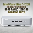ASUS NUC 14 Pro Plus Kit NUC14RVSU5 Mini Pc with Intel 14th Gen Core Ultra 5 125H Processor (14 Cores 18 Threads 4.50GHz 18MB Cache Intel Arc Graphics) and 96GB DDR5 RAM, 512GB M.2 SSD, 2.5GbE LAN, Wi-Fi 6E, Bluetooth 5.3, 2x Thunderbolt 4 ports & Wi