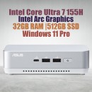 ASUS NUC 14 Pro Plus Kit NUC14RVSU7 Mini Pc with Intel 14th Gen Core Ultra 7 155H Processor (16 Cores 22 Threads 4.8GHz 24MB Cache Intel Arc Graphics) and 32GB DDR5 RAM, 512GB M.2 SSD, 2.5GbE LAN, Wi-Fi 6E, Bluetooth 5.3, 2x Thunderbolt 4 ports & Win