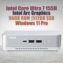ASUS NUC 14 Pro Plus NUC14RVSU7 Core Ultra 7 155H 96GB 512GB Win11 ASUS NUC 14 Pro Plus Kit NUC14RVSU7 Mini Pc with Intel 14th Gen Core Ultra 7 155H Processor (16 Cores 22 Threads 4.8GHz 24MB Cache Intel Arc Graphics) and 96GB DDR5 RAM, 512GB M.2 SSD, 2.5GbE LAN, Wi-Fi 6E, Bluetooth 5.3, 2x Thunderbolt 4 ports & Wind
