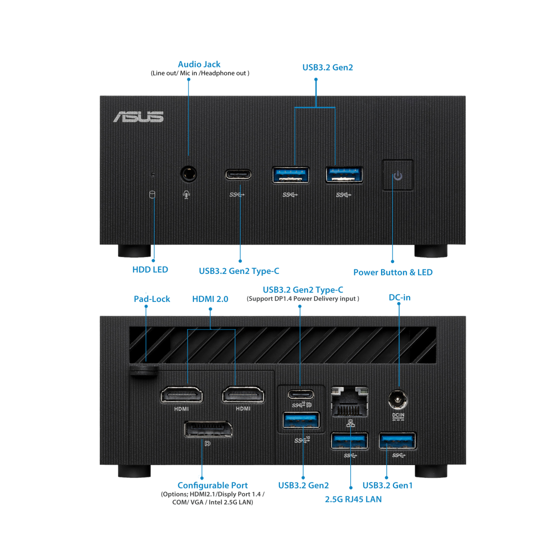 Asus Mini PC PN52 Ryzen 5 5600H, 64GB RAM, 1TB SSD, Win 10