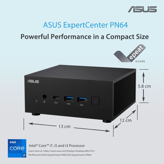 ASUS Mini PC ExpertCenter PN64 barebone with Intel Core i3 1220P