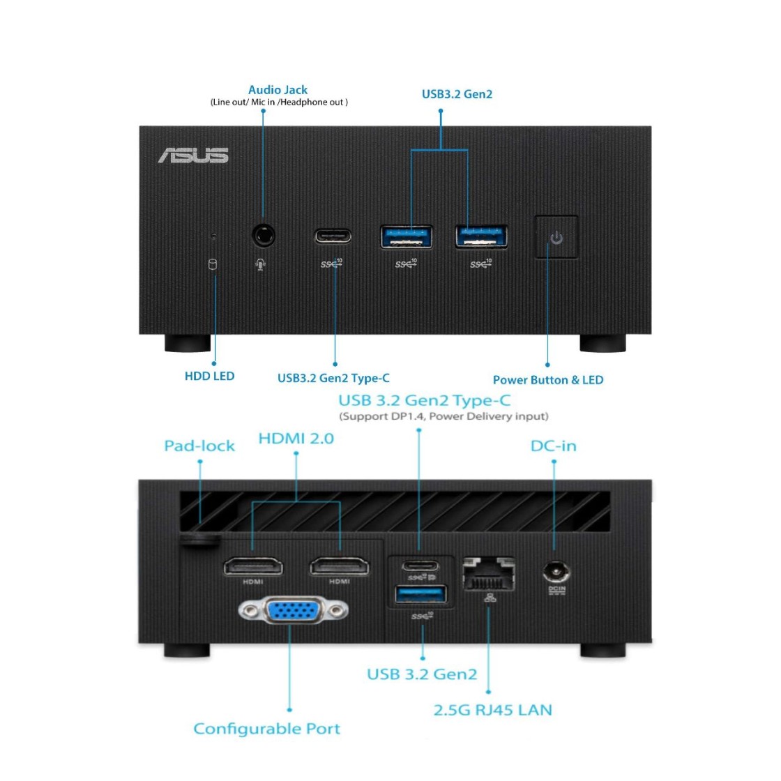 ASUS Mini PC ExpertCenter PN64 barebone with Intel Core i3 1220P