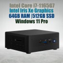 Intel NUC11 Pro Kit NUC11TNHi7 Core i7-1165G7 64GB 512GB Win11 Mini Pc