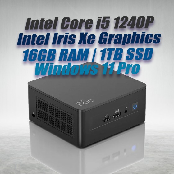 Intel NUC 12 Pro Kit NUC12WSHi5 Mini PC with 12th Gen Core i5-1240P Processor (12 Cores 16 Threads 4.40GHz 12MB Cache Intel Iris Xe Graphics) with 16GB DDR4 RAM, 1TB M.2 SSD, 2.5GbE LAN, Wi-Fi 6E, Bluetooth 5.3, 2x Thunderbolt 4 ports and Windows 11