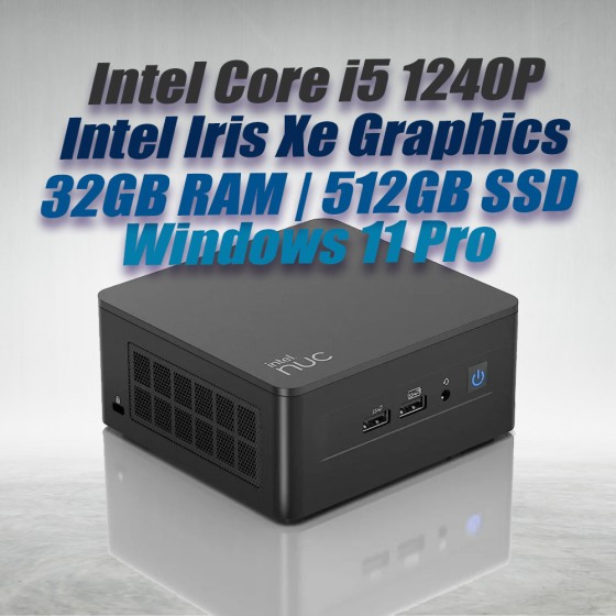 Intel NUC 12 Pro Kit NUC12WSHi5 Mini PC with 12th Gen Core i5-1240P Processor (12 Cores 16 Threads 4.40GHz 12MB Cache Intel Iris Xe Graphics) with 32GB DDR4 RAM, 512GB M.2 SSD, 2.5GbE LAN, Wi-Fi 6E, Bluetooth 5.3, 2x Thunderbolt 4 ports and Windows 11