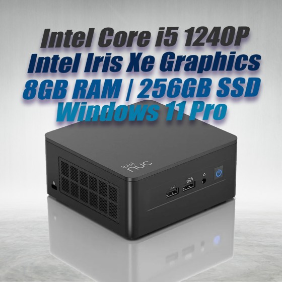 Intel NUC 12 Pro Kit NUC12WSHi5 Mini PC with 12th Gen Core i5-1240P Processor (12 Cores 16 Threads 4.40GHz 12MB Cache Intel Iris Xe Graphics) with 8GB DDR4 RAM, 256GB M.2 SSD, 2.5GbE LAN, Wi-Fi 6E, Bluetooth 5.3, 2x Thunderbolt 4 ports and Windows 11