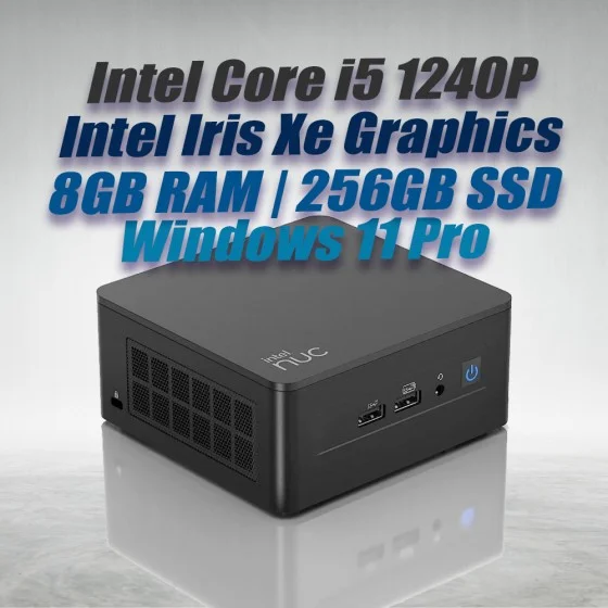 Intel Mini PC NUC12WSHi5 Core i5-1240P 8GB 256GB Win11 Intel NUC 12 Pro Kit NUC12WSHi5 Mini PC with 12th Gen Core i5-1240P Processor (12 Cores 16 Threads 4.40GHz 12MB Cache Intel Iris Xe Graphics) with 8GB DDR4 RAM, 256GB M.2 SSD, 2.5GbE LAN, Wi-Fi 6E, Bluetooth 5.3, 2x Thunderbolt 4 ports and Windows 11