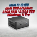 Intel Mini PC NUC13ANHi3 Core i3-1315U 32GB 512GB Win11