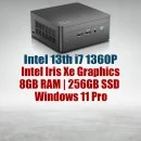 Intel Mini PC NUC13ANHi7 Core i7-1360P 8GB 256GB Win11 Intel NUC 13 Pro Kit NUC13ANHi7 Mini Pc with 13th Gen Core i7-1360P Processor (12 Cores 16 Threads 5.00GHz 18MB Cache Intel Iris Xe Graphics) with 8GB DDR4 RAM, 256GB M.2 SSD, 2.5GbE LAN, Wi-Fi 6E, Bluetooth 5.3, 2x Thunderbolt 4 ports and Windows 11