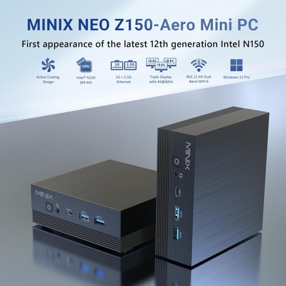 MINIX NEO Z150 Aero Intel N150 Prosessor 32GB 4TB Win11 MINIX NEO Z150 Aero Intel N150 Prosessor 32GB 4TB Win11