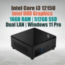 MSI Cubi 5 12M Barebone Mini PC with Intel 12th Gen Alder Lake Core i3-1215U processors with 16GB DDR4 RAM, M.2 512GB NVMe SSD and Windwos 11 Pro,supports WiFi 6, Dual LAN, Thunderbolt 4 Portt, USB 3.2 Gen 1 Type-C