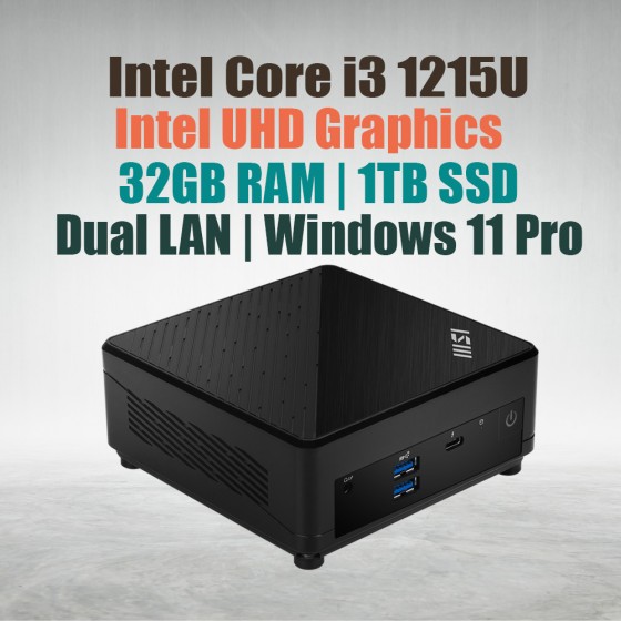 MSI Cubi 5 12M Barebone Mini PC with Intel 12th Gen Alder Lake Core i3-1215U processors with 32GB DDR4 RAM, M.2 1TB NVMe SSD and Windwos 11 Pro,supports WiFi 6, Dual LAN, Thunderbolt 4 Portt, USB 3.2 Gen 1 Type-C MSI Cubi 5 12M Barebone Mini PC with Intel 12th Gen Alder Lake Core i3-1215U processors with 32GB DDR4 RAM, M.2 1TB NVMe SSD and Windwos 11 Pro,supports WiFi 6, Dual LAN, Thunderbolt 4 Portt, USB 3.2 Gen 1 Type-C