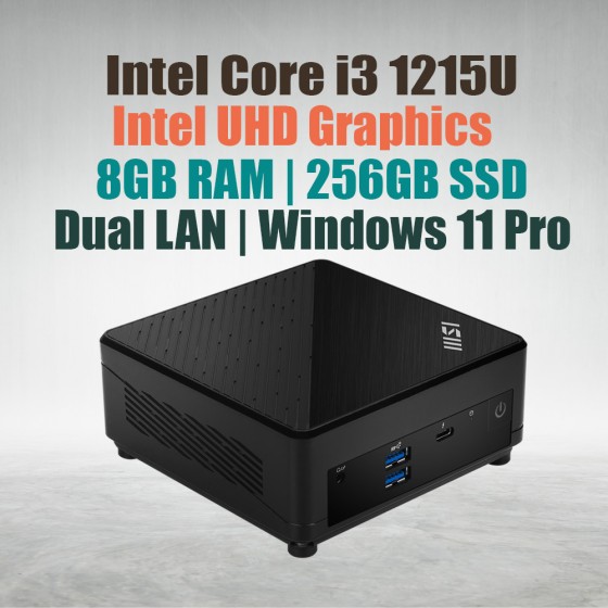 MSI Cubi 5 12M Barebone Mini PC with Intel 12th Gen Alder Lake Core i3-1215U processors with 8GB DDR4 RAM, M.2 256GB NVMe SSD and Windwos 11 Pro,supports WiFi 6, Dual LAN, Thunderbolt 4 Portt, USB 3.2 Gen 1 Type-C MSI Cubi 5 12M Barebone Mini PC with Intel 12th Gen Alder Lake Core i3-1215U processors with 8GB DDR4 RAM, M.2 256GB NVMe SSD and Windwos 11 Pro,supports WiFi 6, Dual LAN, Thunderbolt 4 Portt, USB 3.2 Gen 1 Type-C