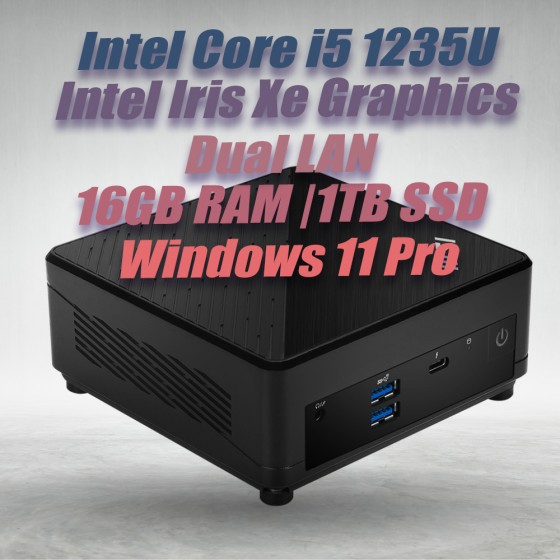MSI Cubi 5 12M Barebone Mini PC with Intel 12th Gen Alder Lake Core i5-1235U processors with 16GB DDR4 RAM, M.2 1TB NVMe SSD and Windwos 11 Pro,supports WiFi 6, Dual LAN, Thunderbolt 4 Portt, USB 3.2 Gen 1 Type-C MSI Cubi 5 12M Barebone Mini PC with Intel 12th Gen Alder Lake Core i5-1235U processors with 16GB DDR4 RAM, M.2 1TB NVMe SSD and Windwos 11 Pro,supports WiFi 6, Dual LAN, Thunderbolt 4 Portt, USB 3.2 Gen 1 Type-C