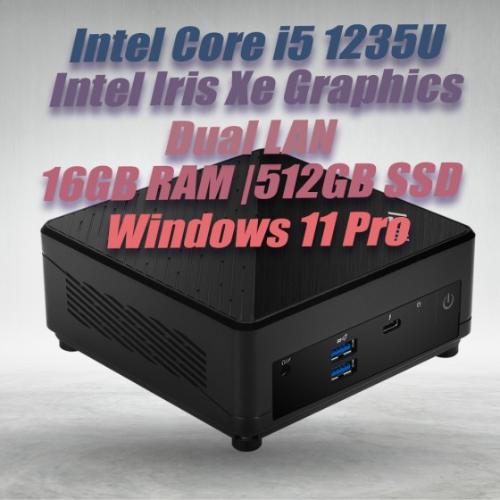 MSI Cubi 5 12M Barebone Mini PC with Intel 12th Gen Alder Lake Core i5-1235U processors with 16GB DDR4 RAM, M.2 512GB NVMe SSD and Windwos 11 Pro,supports WiFi 6, Dual LAN, Thunderbolt 4 Portt, USB 3.2 Gen 1 Type-C MSI Cubi 5 12M Barebone Mini PC with Intel 12th Gen Alder Lake Core i5-1235U processors with 16GB DDR4 RAM, M.2 512GB NVMe SSD and Windwos 11 Pro,supports WiFi 6, Dual LAN, Thunderbolt 4 Portt, USB 3.2 Gen 1 Type-C