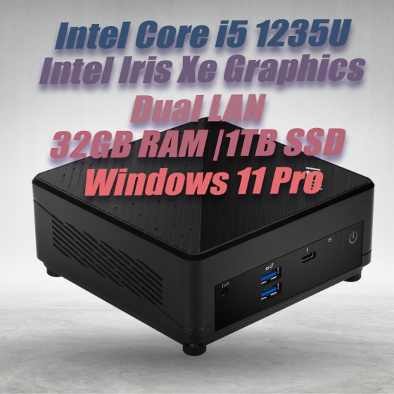 MSI Cubi 5 12M Barebone Mini PC with Intel 12th Gen Alder Lake Core i5-1235U processors with 32GB DDR4 RAM, M.2 1TB NVMe SSD and Windwos 11 Pro,supports WiFi 6, Dual LAN, Thunderbolt 4 Portt, USB 3.2 Gen 1 Type-C MSI Cubi 5 12M Barebone Mini PC with Intel 12th Gen Alder Lake Core i5-1235U processors with 32GB DDR4 RAM, M.2 1TB NVMe SSD and Windwos 11 Pro,supports WiFi 6, Dual LAN, Thunderbolt 4 Portt, USB 3.2 Gen 1 Type-C