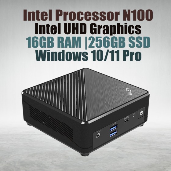 Msi Cubi N ADL S Minipc N100 16GB 256GB Windows 11 Msi Cubi N ADL S Minipc with Intel Processor N100 (4 Core 4 Threads 3.40GHz 6MB Cache Intel UHD Graphics), 16GB DDR4 Laptop Ram, 256GB M.2 Nvme SSD, LAN, Wifi & Bluetooth and Windows 11 Pro