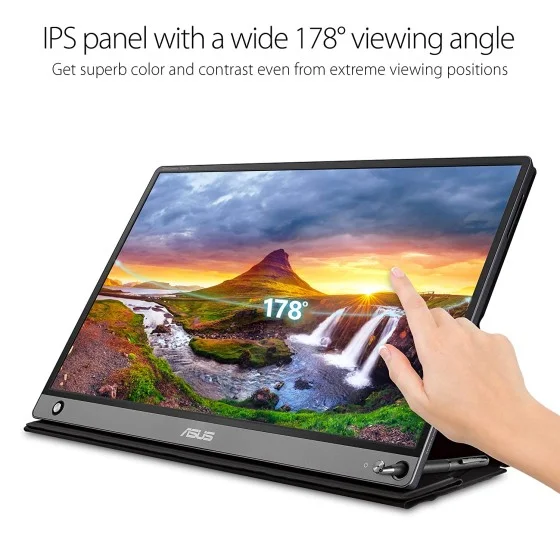 ASUS ZenScreen Touch MB16AMT USB portable monitor — 15.6-inch, IPS, Full HD, 10-point Touch, Built-in Battery, Hybrid Signal Solution, USB Type-C, Micro-HDMI, Compatible with Laptops, Smartphones, Gaming Consoles, and Cameras ASUS ZenScreen Touch MB16AMT USB portable monitor — 15.6-inch, IPS, Full HD, 10-point Touch, Built-in Battery, Hybrid Signal Solution, USB Type-C, Micro-HDMI, Compatible with Laptops, Smartphones, Gaming Consoles, and Cameras