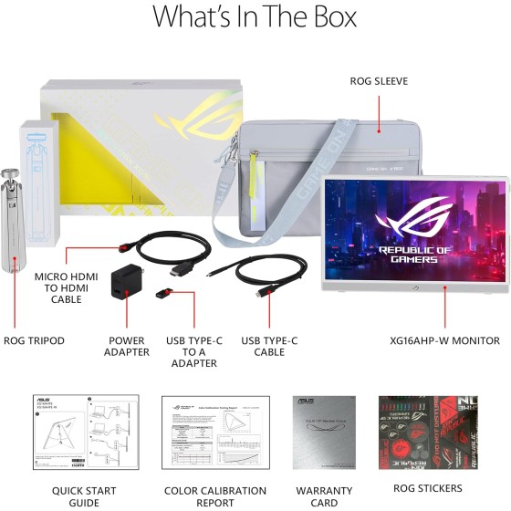 ASUS ROG Strix XG16AHP Portable 144Hz Gaming Monitor (White) ASUS ROG Strix XG16AHP Portable 144Hz Gaming Monitor (White)