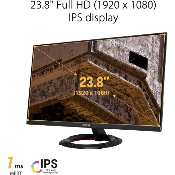 ASUS TUF Gaming VG249Q1R Gaming Monitor – 24 inch (23.8 inch viewable) Full HD (1920 x 1080), IPS, Overclockable 165Hz(Above 144Hz), 1ms MPRT, Extreme Low Motion Blur™, FreeSync™ Premium, 1ms (MPRT), Shadow Boost