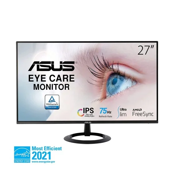 ASUS VZ27EHE Eye Care Monitor – 27 inch Full HD (1920 x 1080), IPS, 75Hz, Adaptive-Sync/FreeSync™, HDMI, Low blue light, Flicker free, Ultra-slim ASUS VZ27EHE Eye Care Monitor – 27 inch Full HD (1920 x 1080), IPS, 75Hz, Adaptive-Sync/FreeSync™, HDMI, Low blue light, Flicker free, Ultra-slim