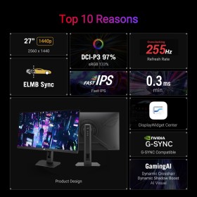 ASUS ROG Strix XG27ACMES 27-inch QHD 255Hz Fast IPS Gaming Monitor