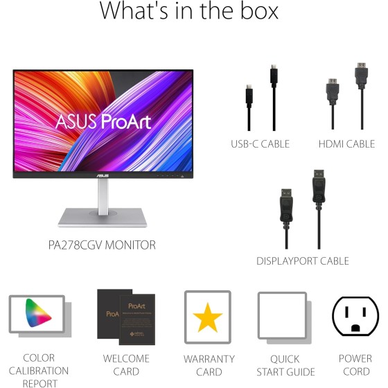 ASUS ProArt Display PA278CGV Professional Monitor – 27-inch, IPS, QHD ASUS ProArt Display PA278CGV Professional Monitor – 27-inch, IPS, QHD
