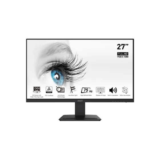 MSI Pro MP273 Professional Monitor with 27 Inch FullHD (1920 x 1080) 75Hz Refresh Rate, IPS Panel with Eye-Friendly Technology, VESA-Mount MSI Pro MP273 Professional Monitor with 27 Inch FullHD (1920 x 1080) 75Hz Refresh Rate, IPS Panel with Eye-Friendly Technology, VESA-Mount