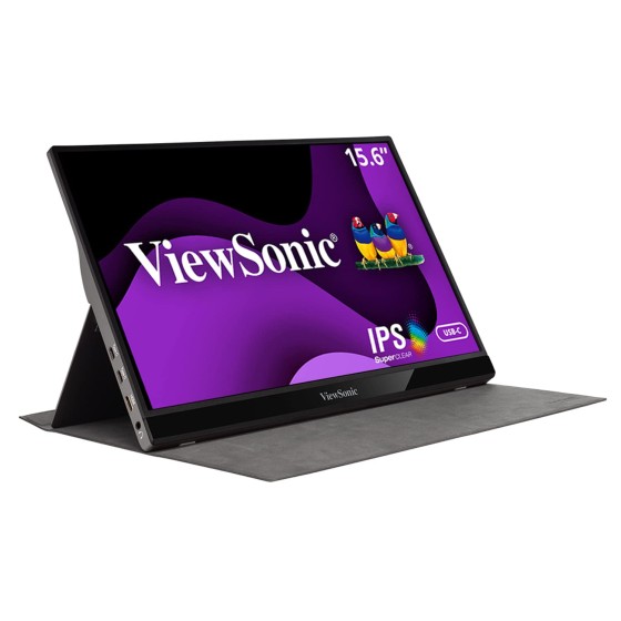 ViewSonic VG1655 16-Inch (39.62 Cm) Portable Monitor with  1920 X 1080 Pixels IPS Panel, Frameless Design, 2 Way Powered 60W USB C, Dual Speakers, One Cable Solution, 0.9 Kgs Light, LCD, Metalic Silver