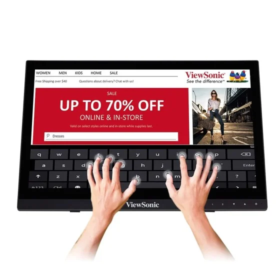 ViewSonic TD1630-3 16 Inch 10-point Projected Capacitive Touch Screen Monitor with HD 768p Resolution, Durable, Scratch-resistant, Advanced Ergonomic Stand Design, Versatile Connectivity, Cross-platform Compatibility, Dual Integrated Speakers and VESA-com