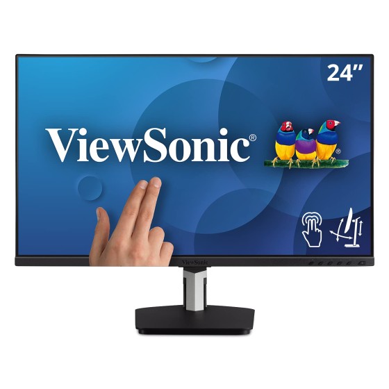 ViewSonic TD2455 23.8 Inch (60.45 cm) Touch Monitor with Full HD 1080p, Projected Capacitive Touch, Advanced Ergonomics, Passive Stylus, Daisey Chain, USB 3.1 (Type A, Type B, Type C), HDMI, DP in & Out (Black)