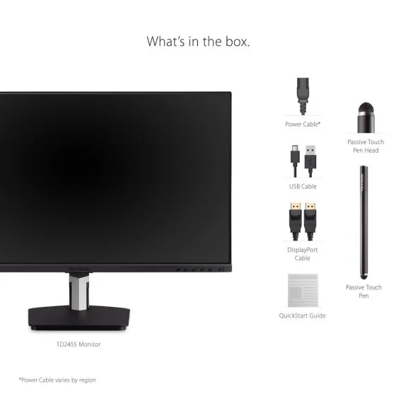 ViewSonic TD2455 23.8 Inch (60.45 cm) Touch Monitor with Full HD 1080p, Projected Capacitive Touch, Advanced Ergonomics, Passive Stylus, Daisey Chain, USB 3.1 (Type A, Type B, Type C), HDMI, DP in & Out (Black) ViewSonic TD2455 23.8 Inch (60.45 cm) Touch Monitor with Full HD 1080p, Projected Capacitive Touch, Advanced Ergonomics, Passive Stylus, Daisey Chain, USB 3.1 (Type A, Type B, Type C), HDMI, DP in & Out (Black)