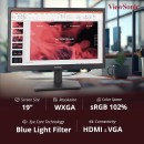 ViewSonic VA1903H-2 19-Inch Monitor WXGA HD 1366x768 Pixels 16:9 Widescreen with Enhanced View Comfort, Custom ViewModes and HDMI for Home and Office,Black (LED Backlit Display)