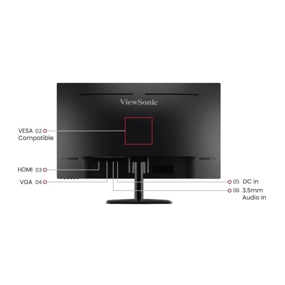 ViewSonic VA2732-MH 27-Inch Monitor with Full HD 1080p (LED 1920x1080 Pixels) Backlit Display, AMD FreeSync 60Hz, 3 Side Borderless, Tilt, HDMI, VGA