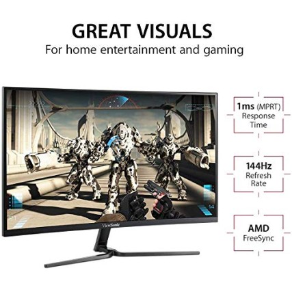ViewSonic VX2458-C-MHD 24-Inch Full HD 1080P 1800R Curved Gaming Monitor with 1ms Ultra response time, 144Hz refresh rate, AMD FreeSync™ Premium, 85% NTSC wide colour gamut coverage, Flexible Connectivity and 3W Dual Speakers ViewSonic VX2458-C-MHD 24-Inch Full HD 1080P 1800R Curved Gaming Monitor with 1ms Ultra response time, 144Hz refresh rate, AMD FreeSync™ Premium, 85% NTSC wide colour gamut coverage, Flexible Connectivity and 3W Dual Speakers