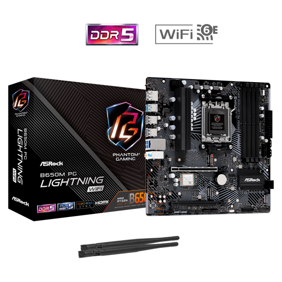 ASRock Phantom Gaming B650M PG Lightning WiFi DDR5 Motherboard